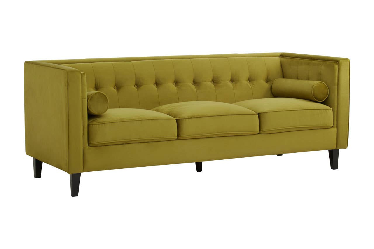 Knightsbridge 3 Seat Olive Velvet Sofa