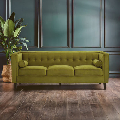 Knightsbridge 3 Seat Olive Velvet Sofa