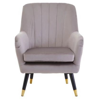 Loretta Mink Velvet Accent Chair With Black Legs