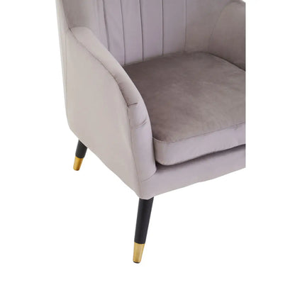Loretta Mink Velvet Accent Chair With Black Legs