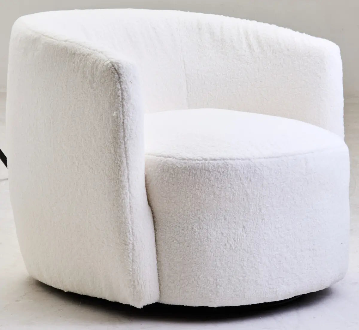 Montreal Boucle Effect Curved Lounge Chair With Swivel Base