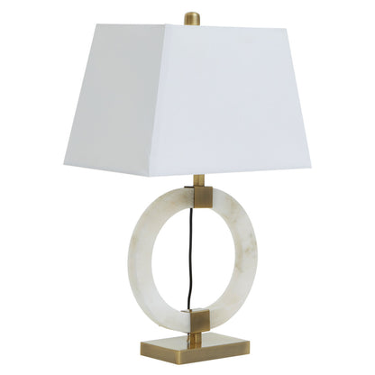 Valencia Circular Marble Table Lamp with Ivory Shade