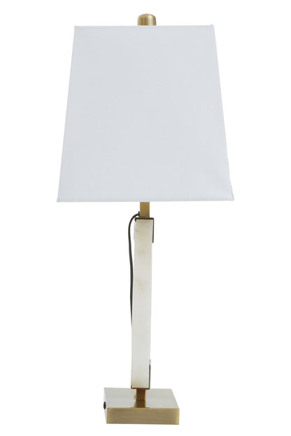 Valencia Circular Marble Table Lamp with Ivory Shade