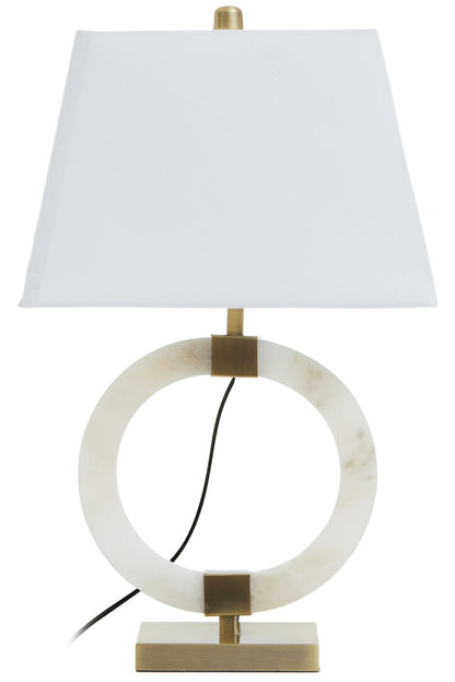 Valencia Circular Marble Table Lamp with Ivory Shade