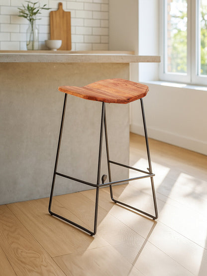 Belgravia Black Elm Wood Bar Stool