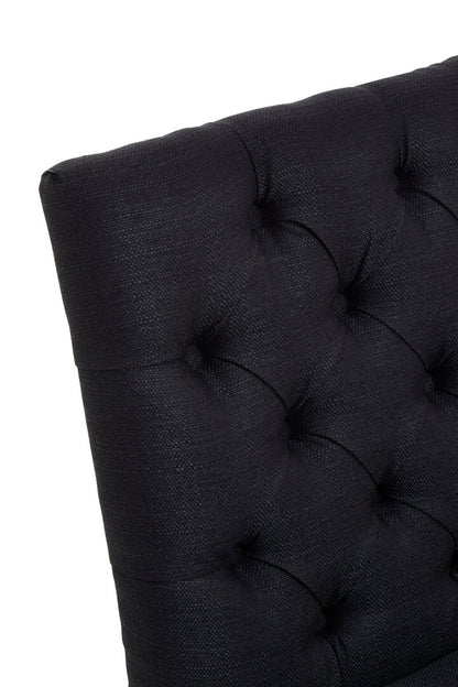 Vienna Townhouse Black Linen Dining Chair with Wooden Legs