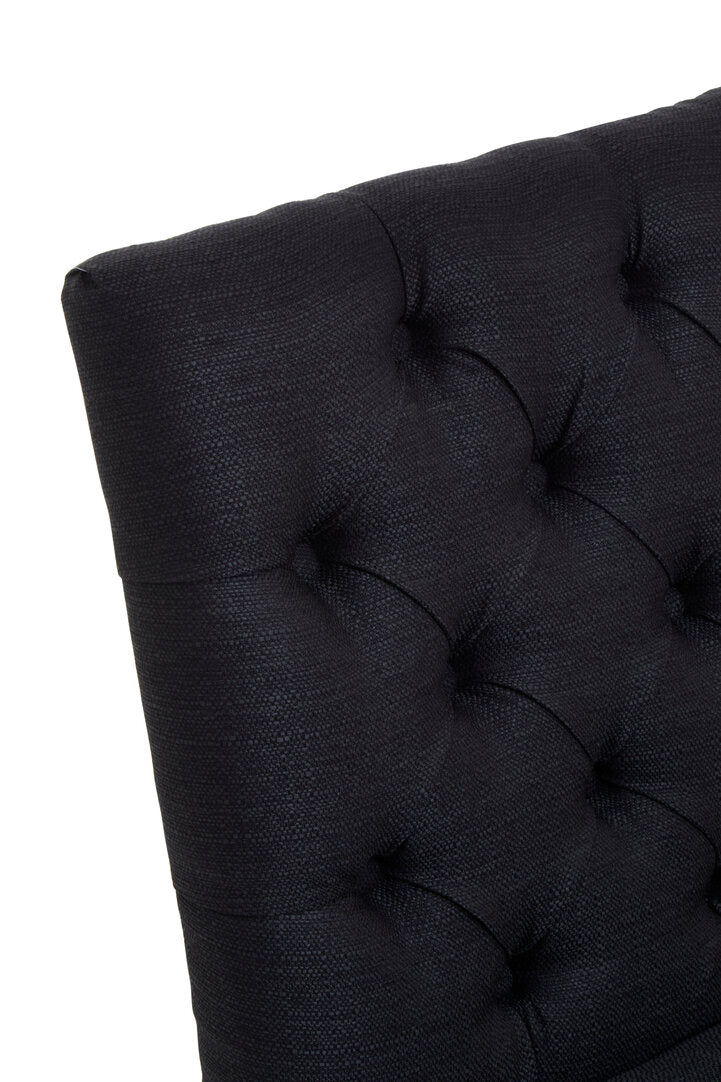 Vienna Townhouse Black Linen Dining Chair with Wooden Legs