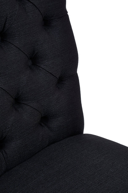 Vienna Townhouse Black Linen Dining Chair with Wooden Legs