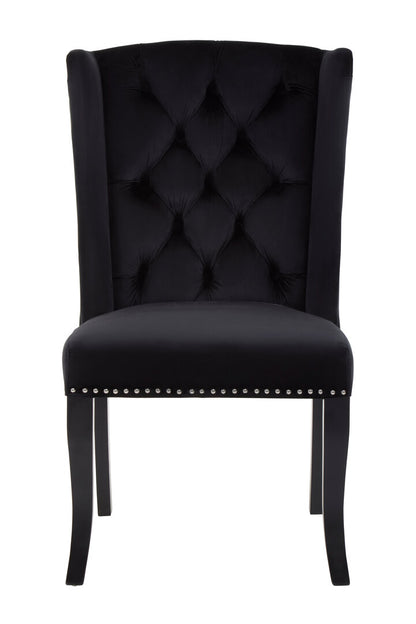 Vienna Townhouse Black Velvet Dining Chair with Dark Legs