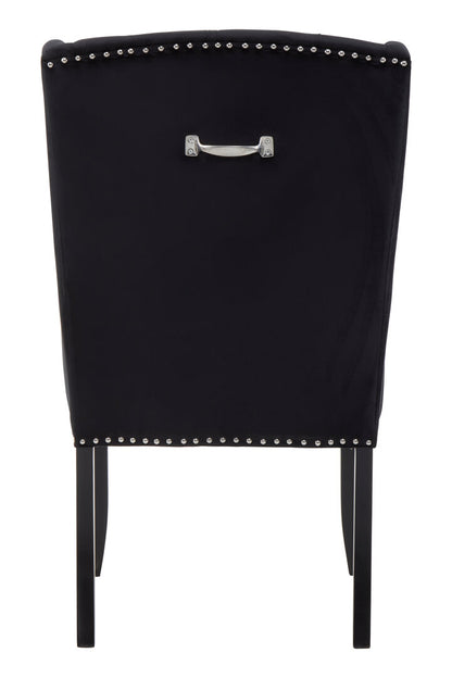 Vienna Townhouse Black Velvet Dining Chair with Dark Legs