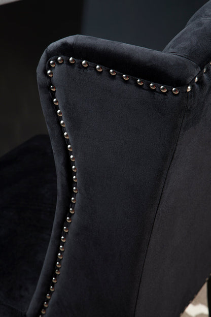 Vienna Townhouse Black Velvet Dining Chair with Dark Legs