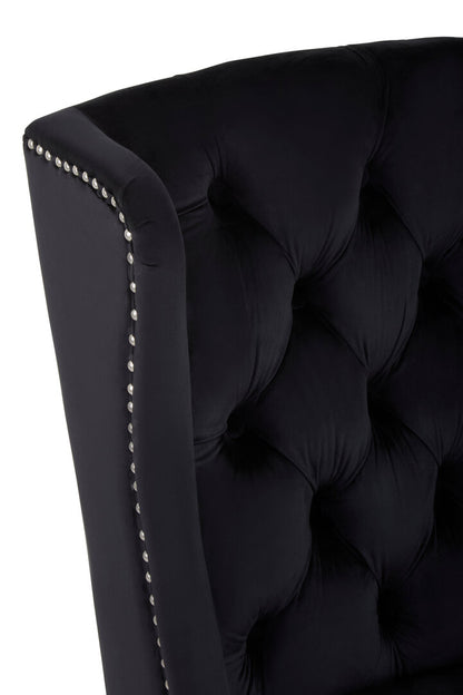Vienna Townhouse Black Velvet Dining Chair with Dark Legs