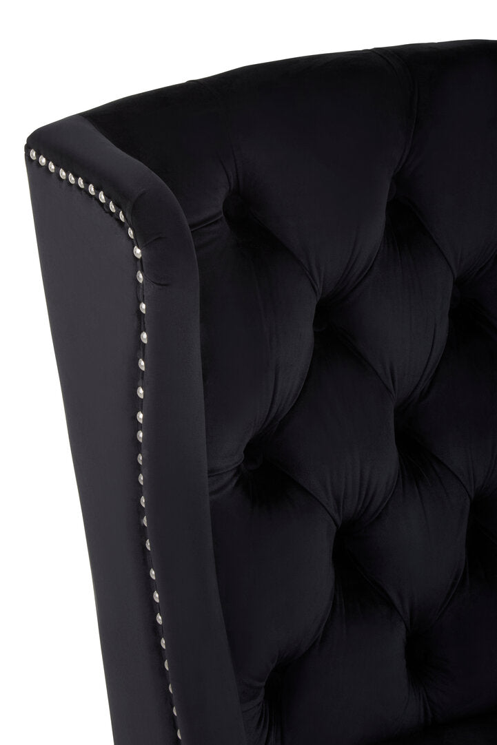 Vienna Townhouse Black Velvet Dining Chair with Dark Legs