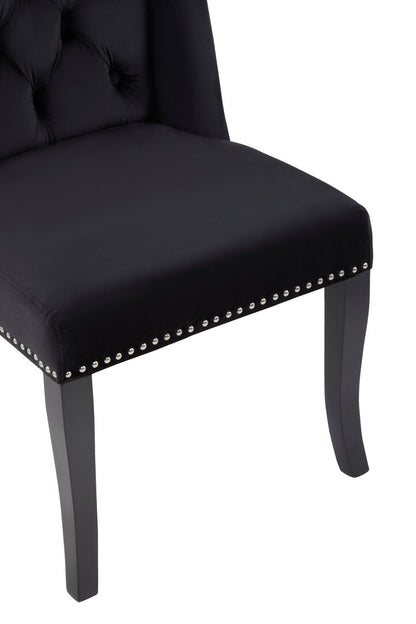 Vienna Townhouse Black Velvet Dining Chair with Dark Legs