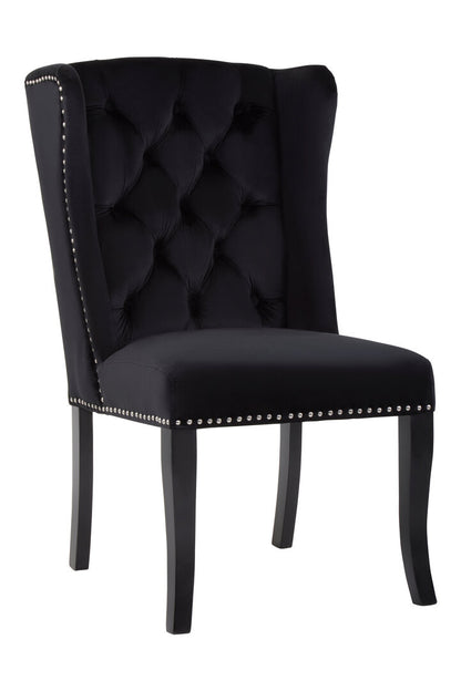 Vienna Townhouse Black Velvet Dining Chair with Dark Legs
