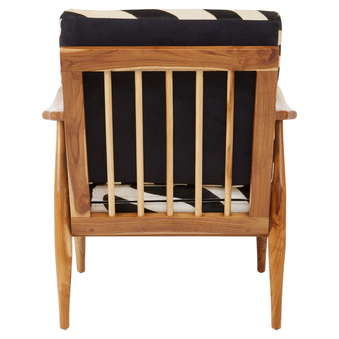Seville Leather Zebra Pattern And Teak Chair