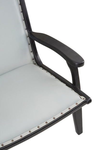 Seville Grey Leather and Teak Wood Chair