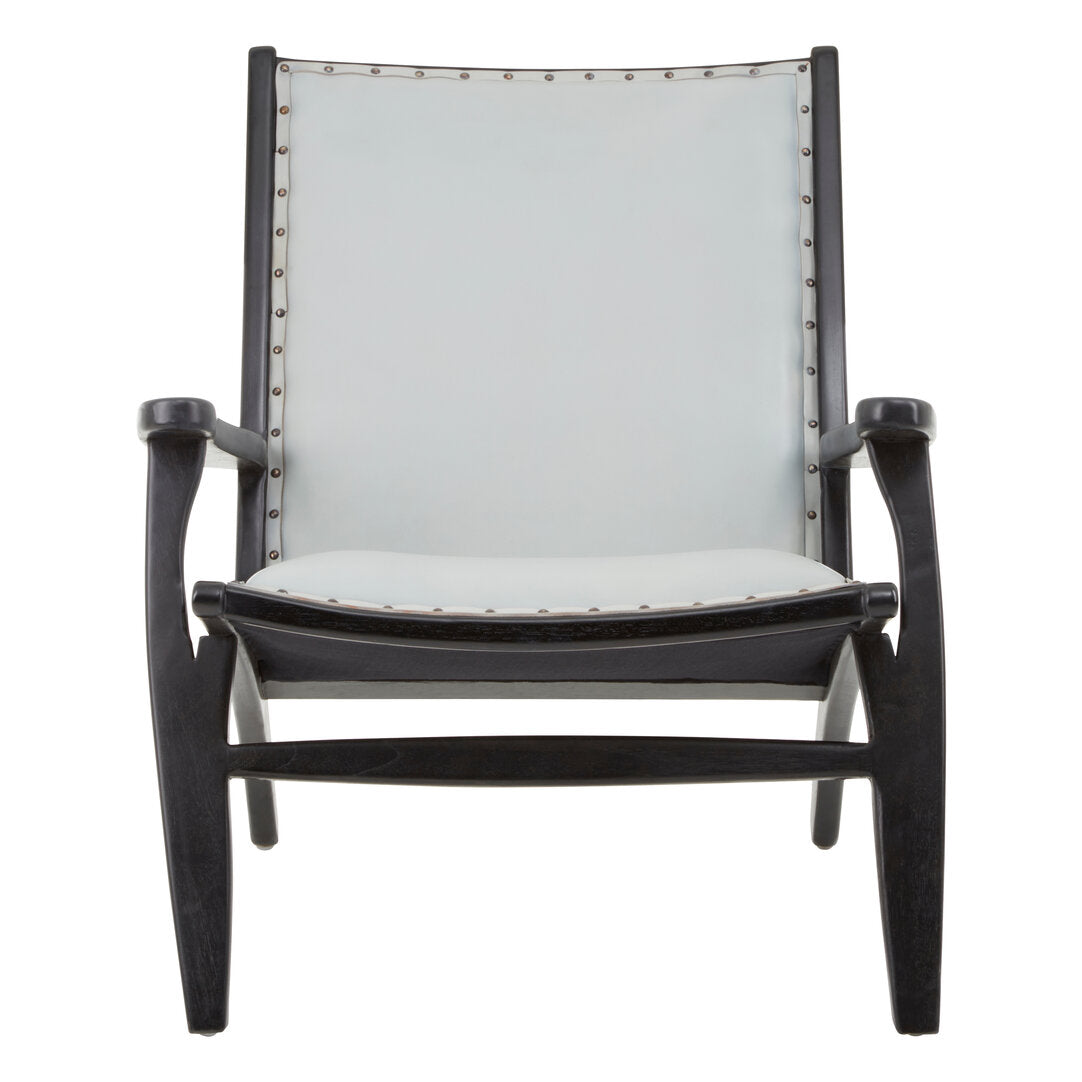 Seville Grey Leather and Teak Wood Chair