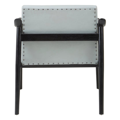 Seville Grey Leather Chair with Black Teak Wood Frame