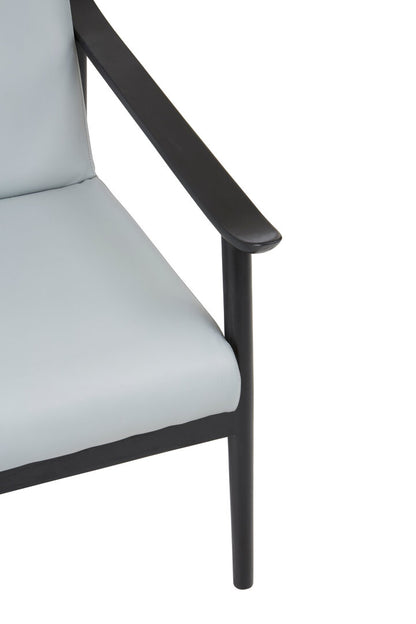 Seville Grey Leather Chair with Black Teak Wood Frame