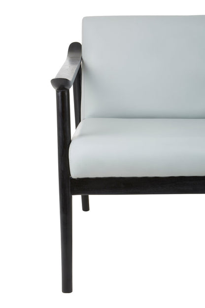 Seville Grey Leather Chair with Black Teak Wood Frame