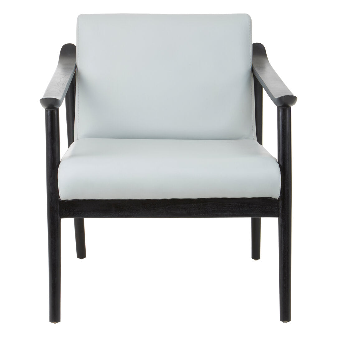 Seville Grey Leather Chair with Black Teak Wood Frame