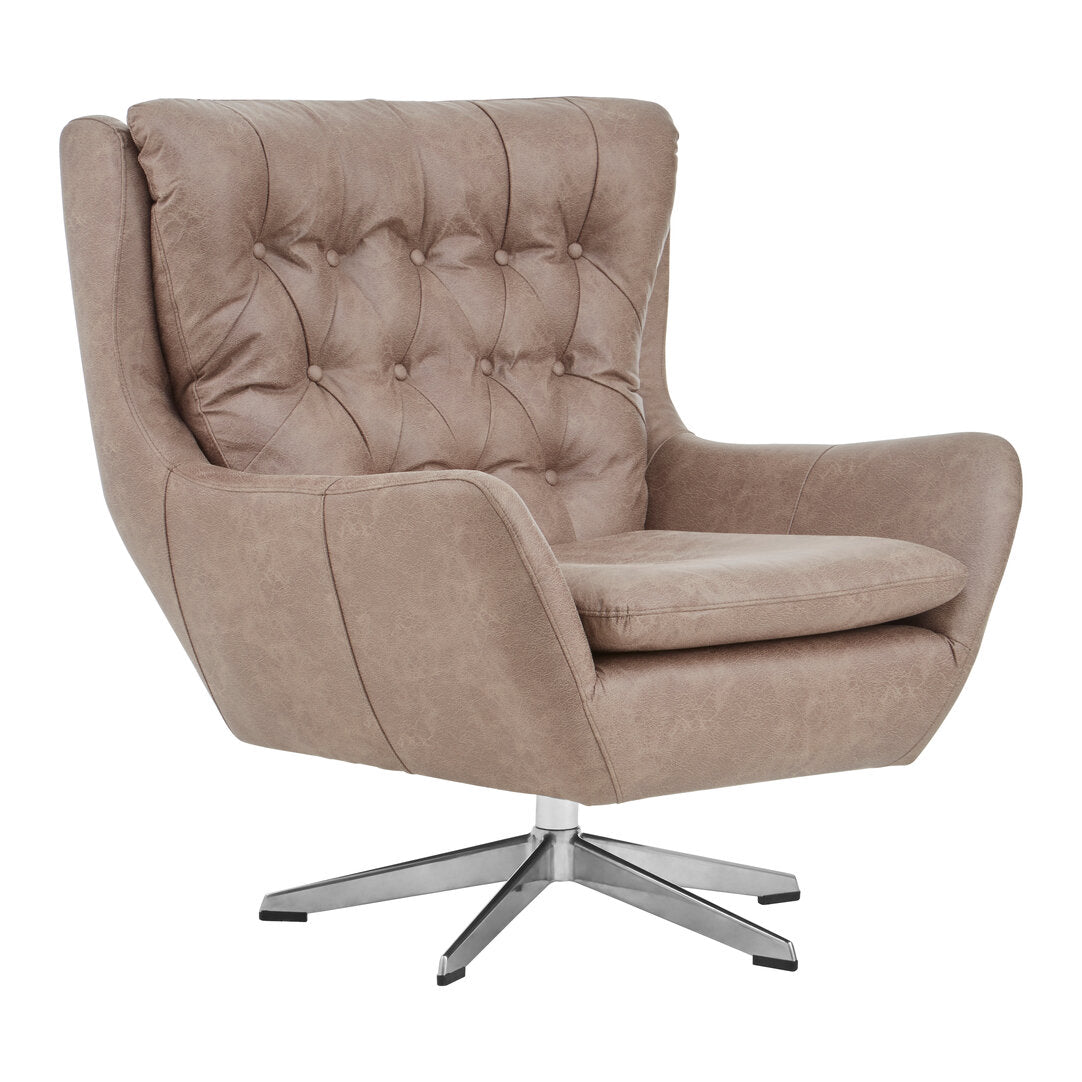 Portofino Brown Leather Effect Swivel Chair