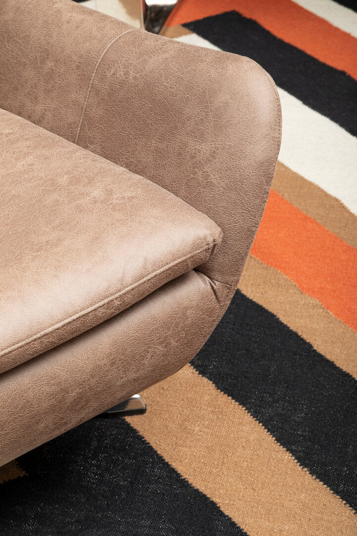 Portofino Brown Leather Effect Swivel Chair