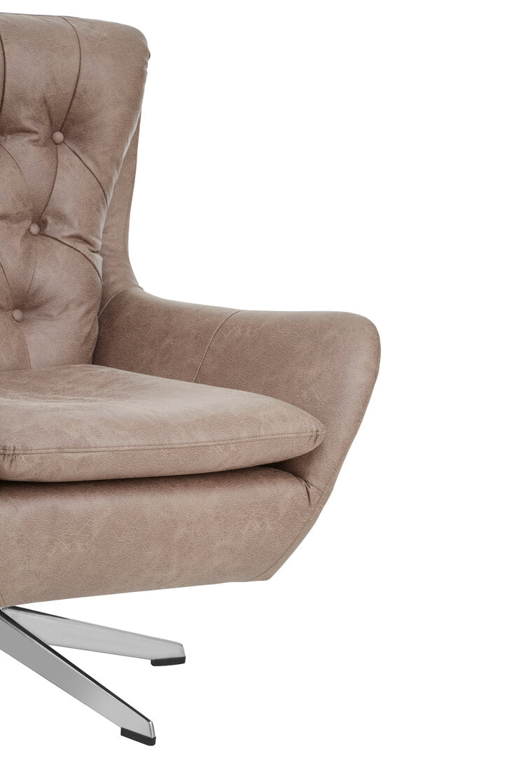 Portofino Brown Leather Effect Swivel Chair
