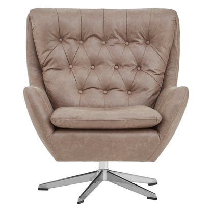 Portofino Brown Leather Effect Swivel Chair