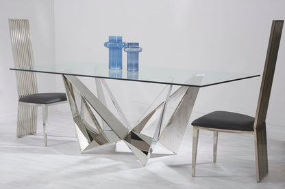 Belgravia Tempered Glass Dining Table with Chrome Legs