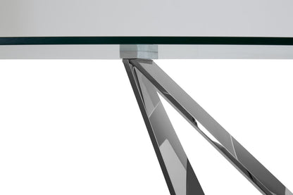 Belgravia Tempered Glass Dining Table with Chrome Legs