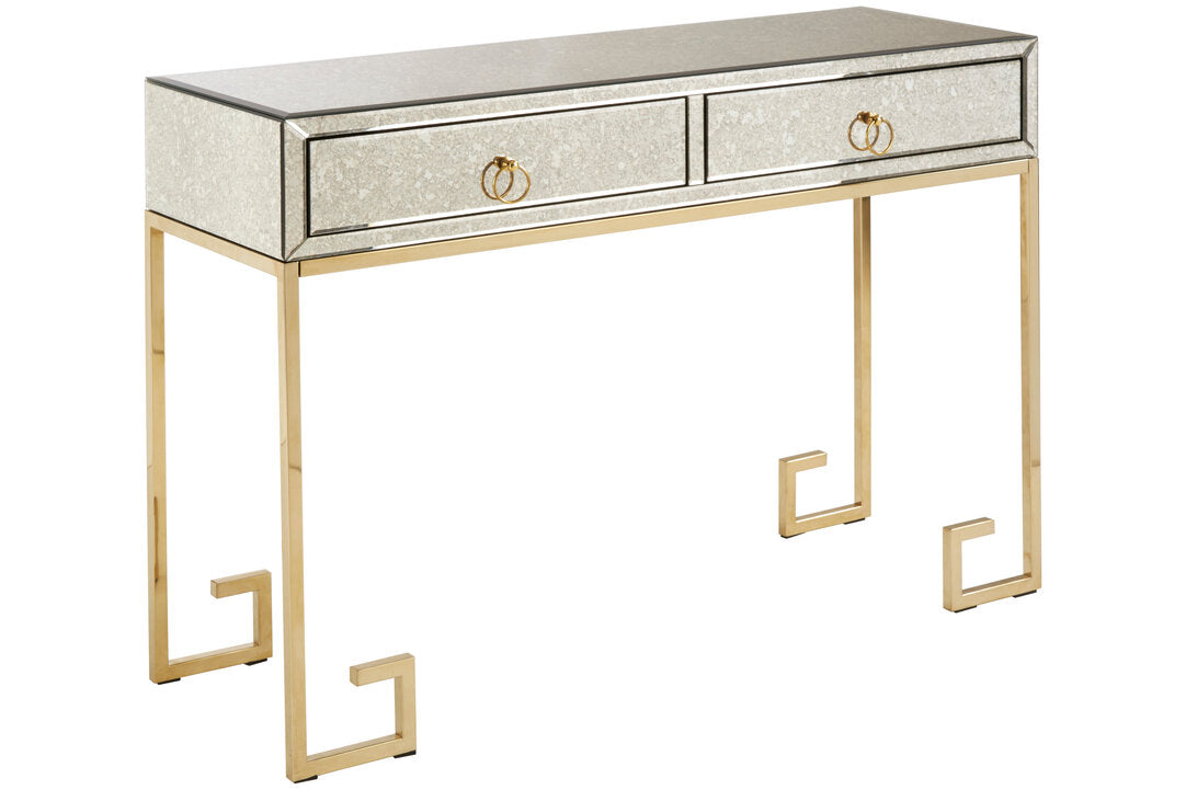 Sorrento Antique Mirror and Gold Console Table