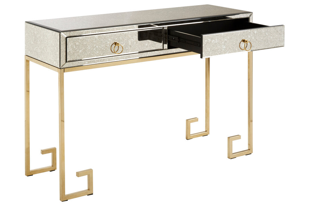 Sorrento Antique Mirror and Gold Console Table