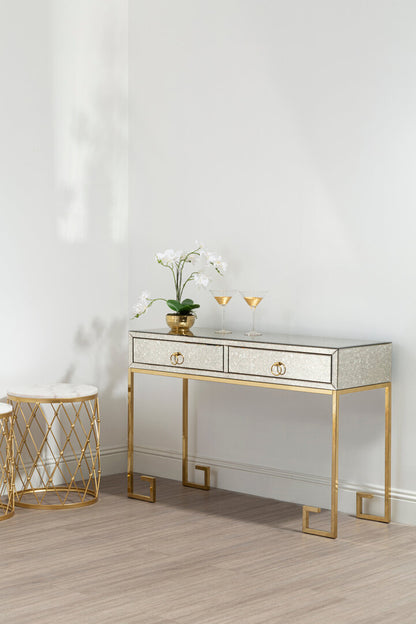 Sorrento Antique Mirror and Gold Console Table