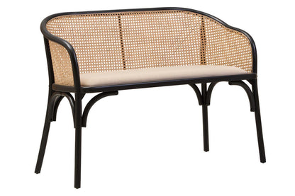Stirling Natural Cane Bench with Black Beech Wood Frame