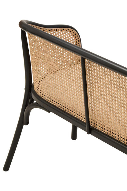 Stirling Natural Cane Bench with Black Beech Wood Frame