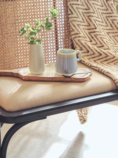 Stirling Natural Cane Bench with Black Beech Wood Frame