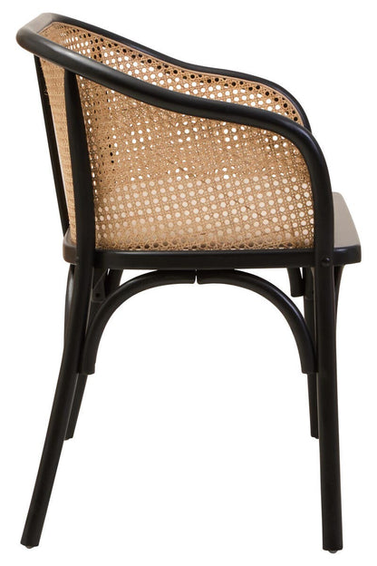 Stirling Natural Cane Bench with Black Beech Wood Frame