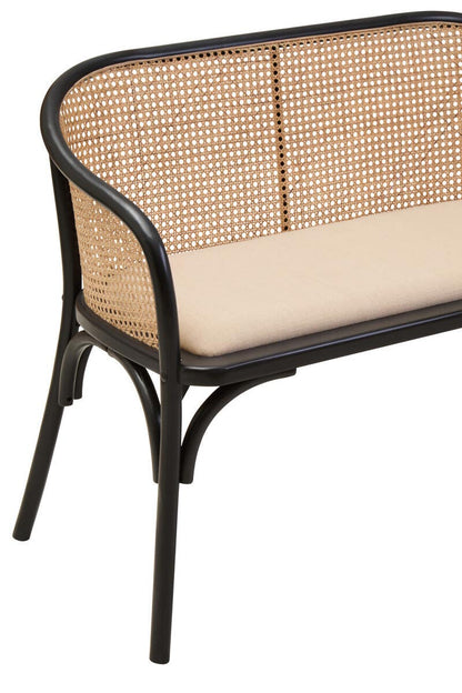 Stirling Natural Cane Bench with Black Beech Wood Frame