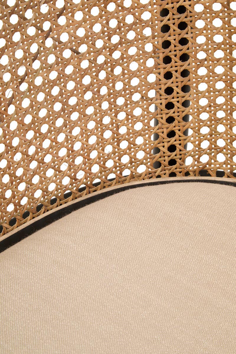Stirling Natural Cane Bench with Black Beech Wood Frame
