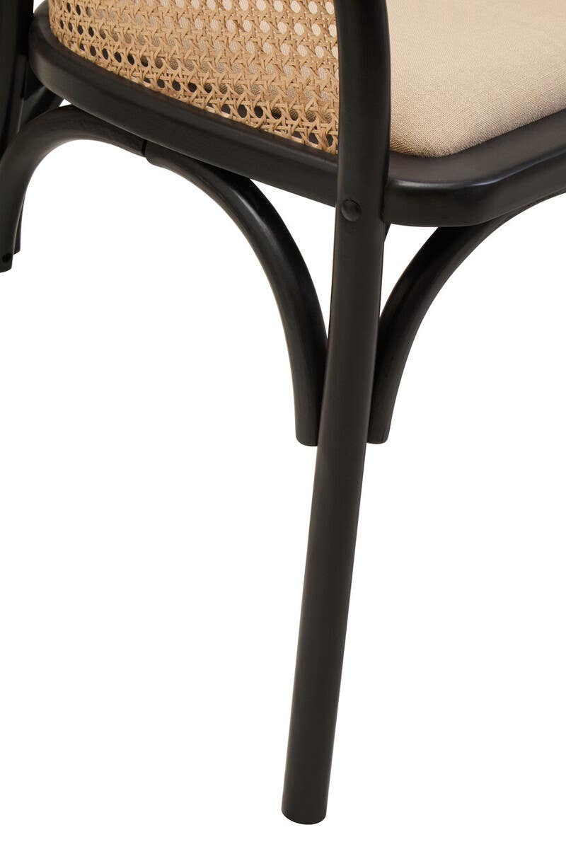 Stirling Natural Cane Bench with Black Beech Wood Frame