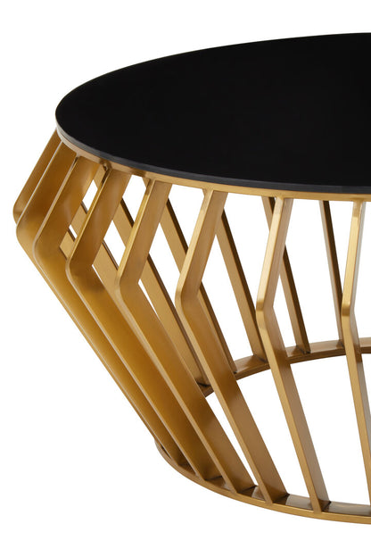 Monaco Gold Round Coffee Table with Black Glass
