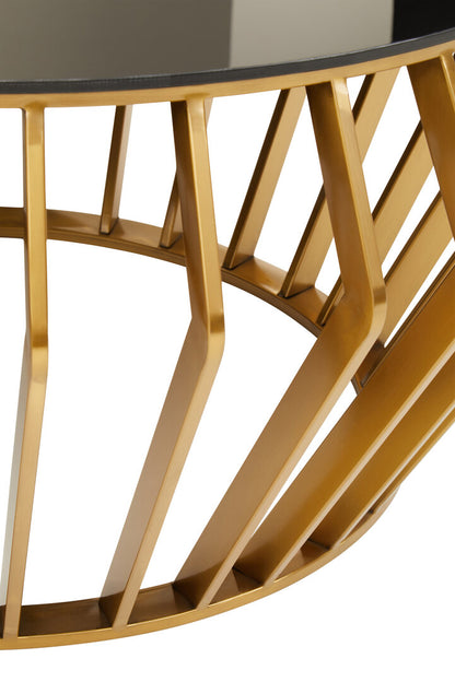 Monaco Gold Round Coffee Table with Black Glass