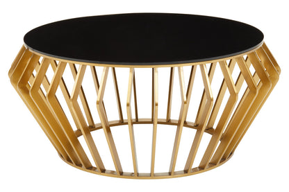 Monaco Gold Round Coffee Table with Black Glass