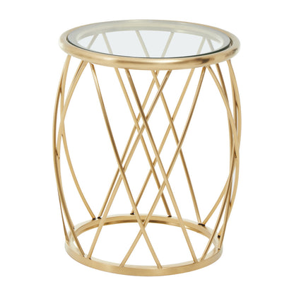 Monaco Gold Round Side Table with Clear Glass