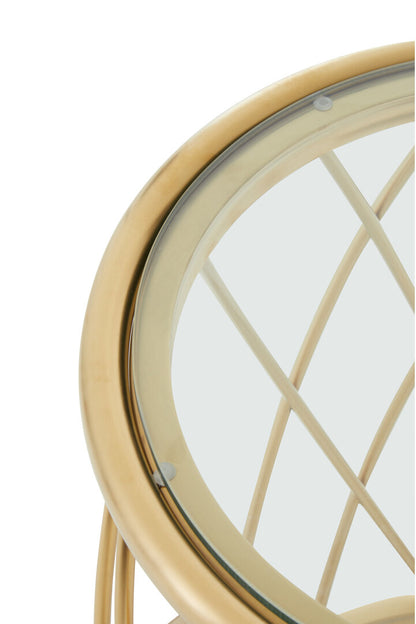 Monaco Gold Round Side Table with Clear Glass