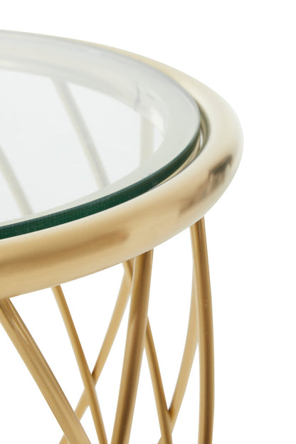 Monaco Gold Round Side Table with Clear Glass