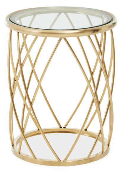 Monaco Gold Round Side Table with Clear Glass