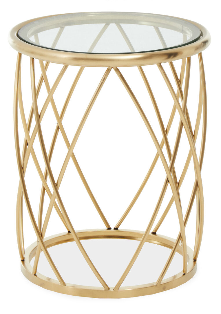 Monaco Gold Round Side Table with Clear Glass
